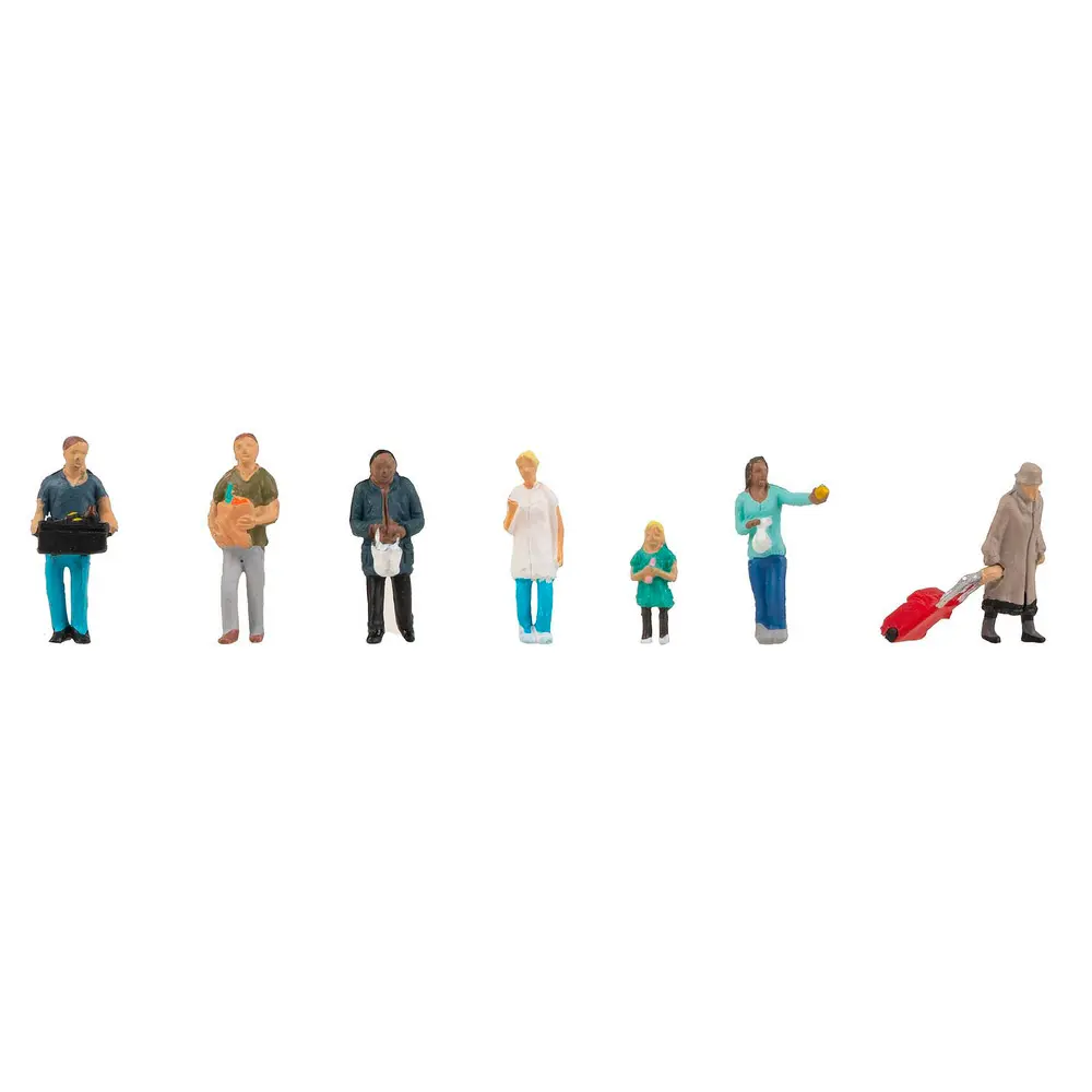 Set de 7 personnages "en courses" FALLER 151642 - HO 1/87