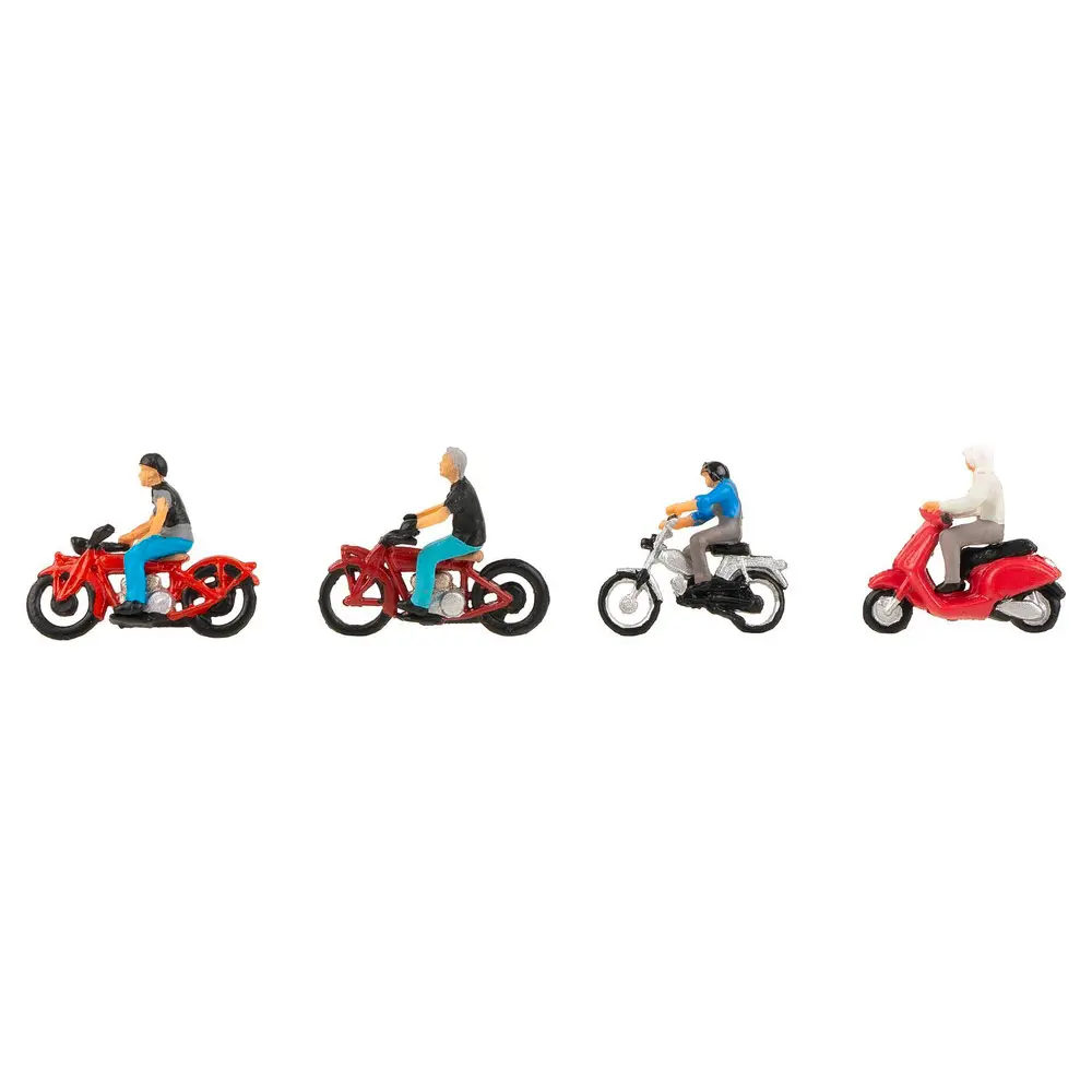 Set de 4 motocyclistes /personnages, motos et scooters FALLER 151669 - HO 1/87 -