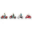 Set de 4 motocyclistes /personnages, motos et scooters FALLER 151669 - HO 1/87 -