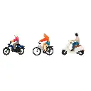Lot de 3 personnages en 2 roues - Faller 151801 - HO 1/87