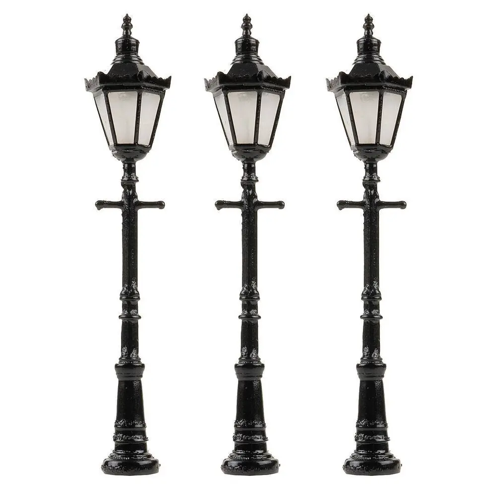 Set 3 Lanternes de parc à LED Faller 272128 - N 1/160 - hauteur 55 mm