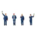 Lot de 4 figurines personnel ferroviaire avec bruitage FALLER 180237 - HO 1/87