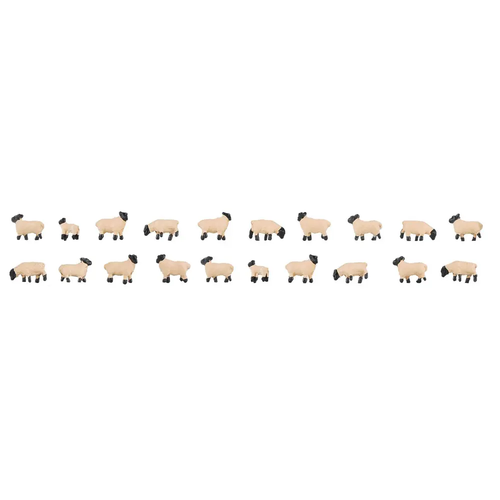 Animaux miniature | Set 20 moutons tête noir Faller 155906 - N : 1/160