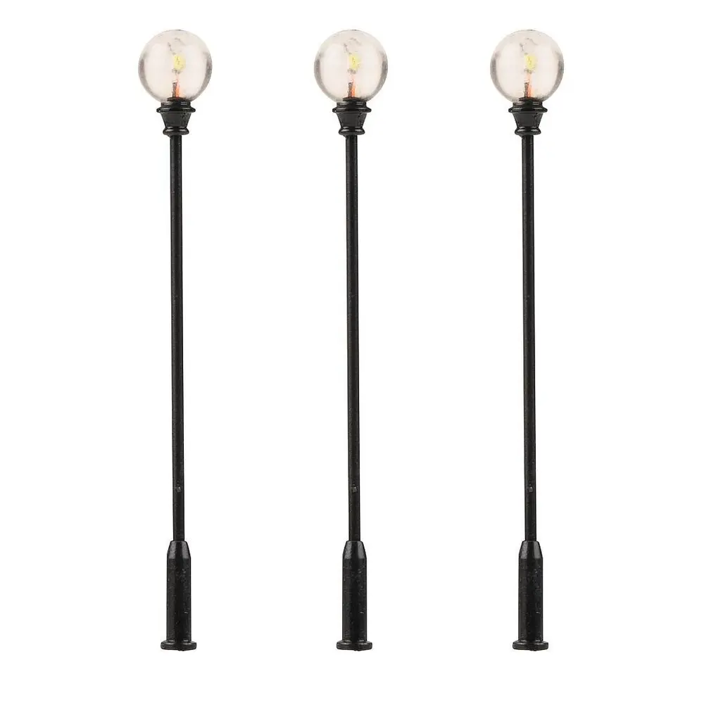 Set 3 Lampes boules classiques à LED Faller 180113 - HO1/87 - hauteur 71  mm