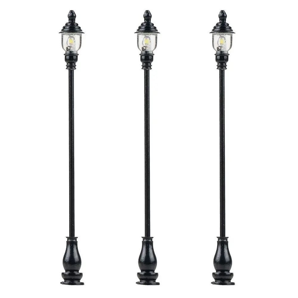 Set de 3 lanternes de parc à LED Blanc chaud FALLER 180116 - HO 1/87 - H : 63 mm