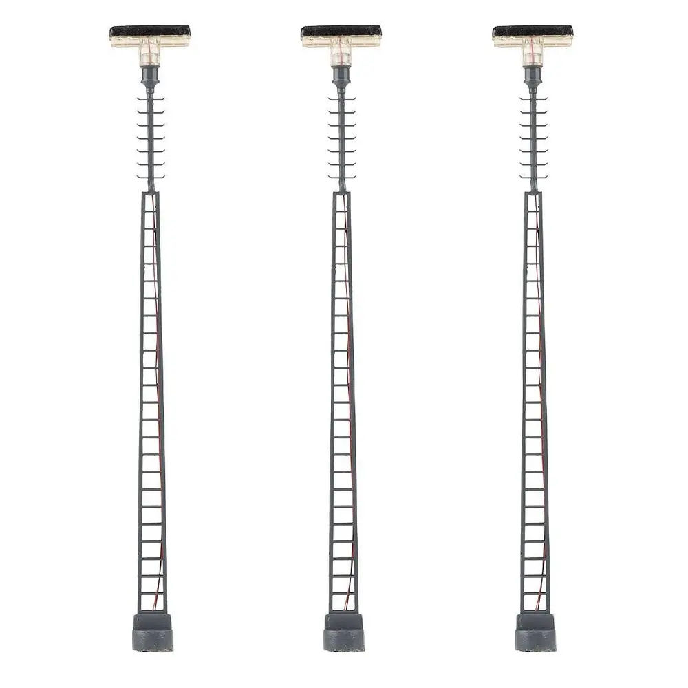 Set 3 feux de mât à treillis - Blanc chaud FALLER 180118 HO 1/87 - H : 145mm