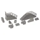 Ensemble d'escaliers en pierre grise Faller 180378 - HO : 1/87 - EP I