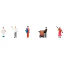 Pack de 5 Personnels de la fête foraine - Figurine - FALLER 151850 - Échelle HO 1/87ème