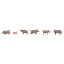 Pack de 6 sangliers Faller 155909 - N 1:160 - Peints