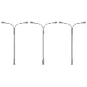 Lot de 3 lampadaires à deux bras avec LED - Faller 180120 - HO 1/87