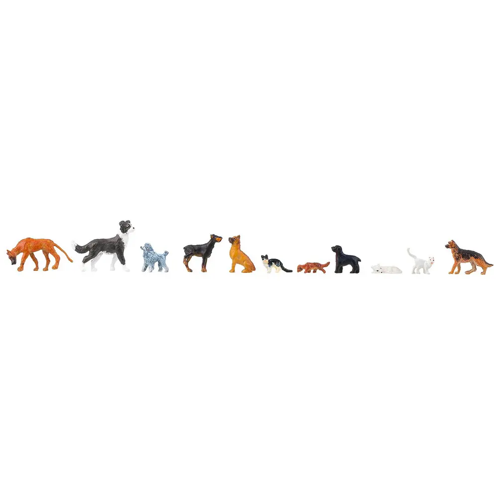 Lot de 11 Chiens et Chats - Faller 151902 - Echelle HO 1/87