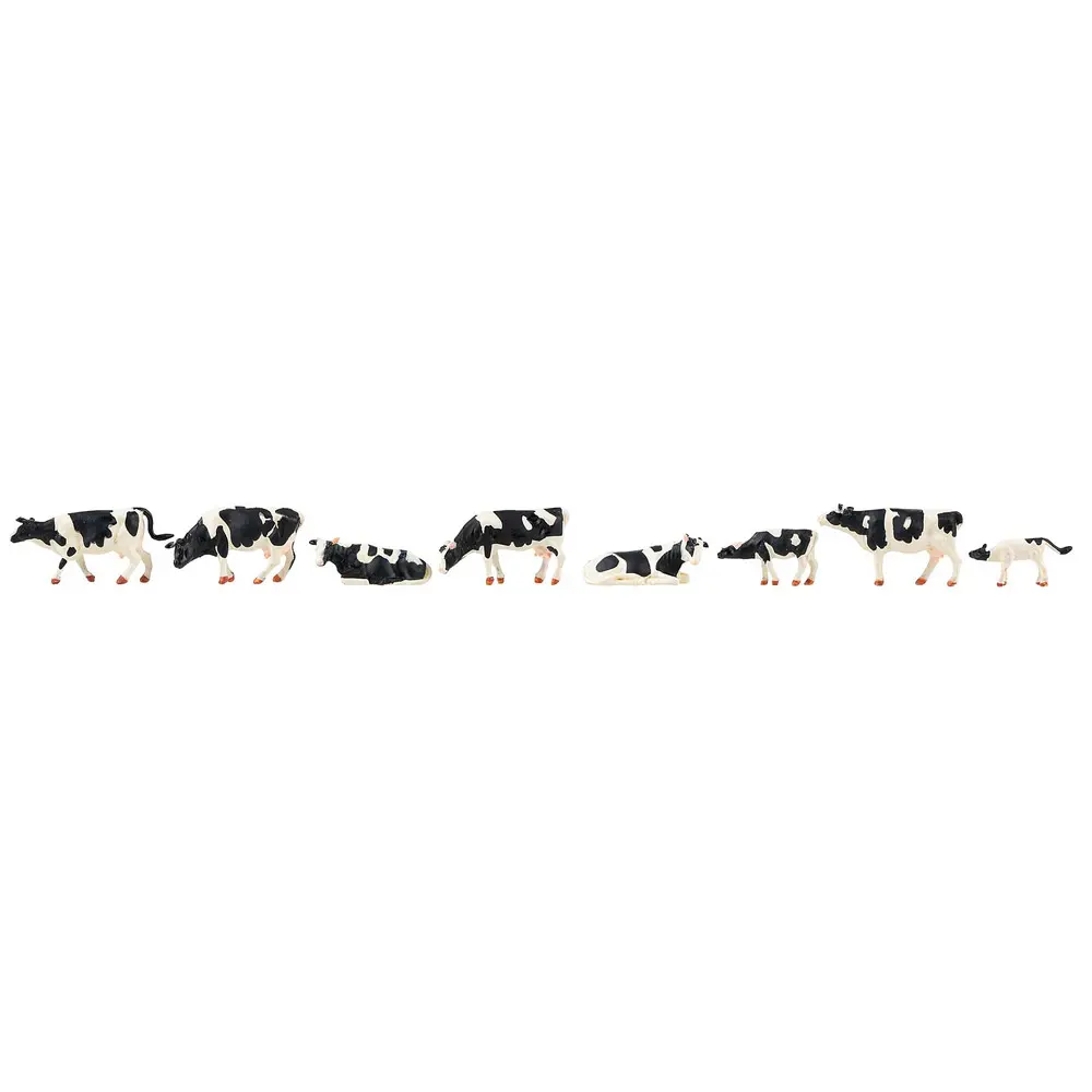 Lot de 8 Vaches Noir et Blanc - Faller 151904 - Echelle HO 1/87