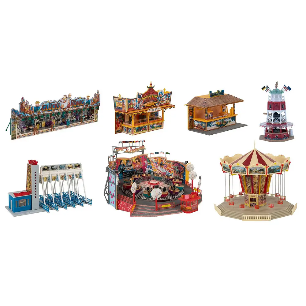 Kit de 7 attractions pour fête foraine - Faller 140460 - HO 1/87
