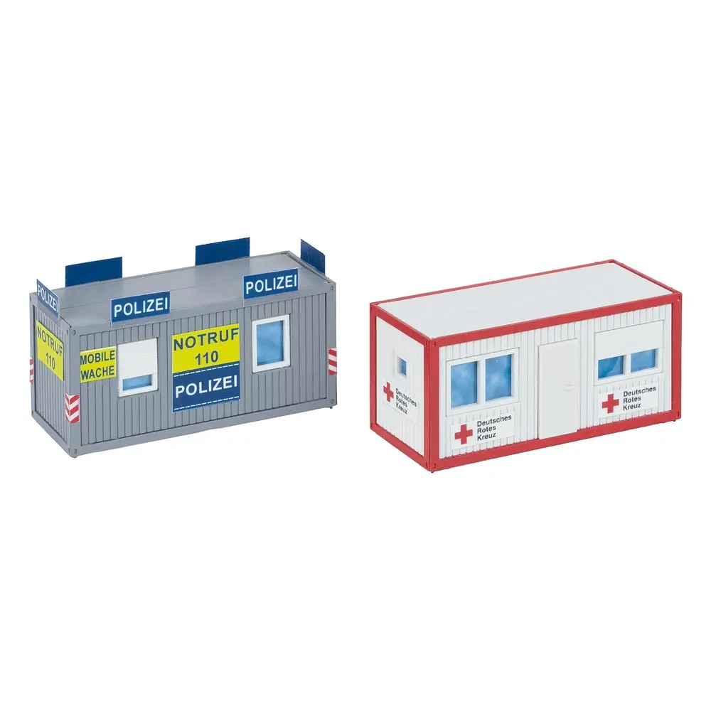 Conteneur de bureaux pour la police et la Croix-Rouge - Faller 180338 - HO 1/87 - EP VI