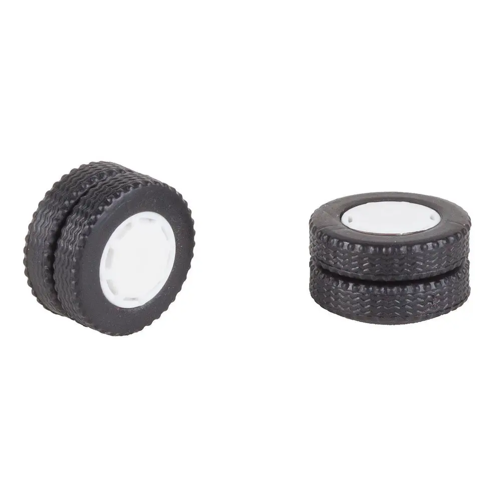 Lot de 2 roues jumelées complètes pour bus Car System – Pneus + jantes - FALLER 163104 - HO 1/87