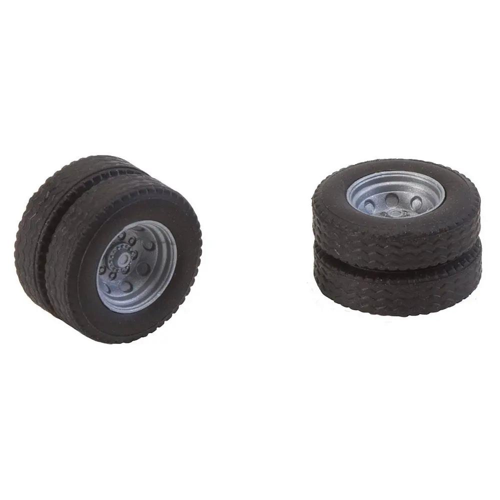 Lot de 2 roues complètes jumelées pour véhicules de pompiers - FALLER 163112 - HO 1/87