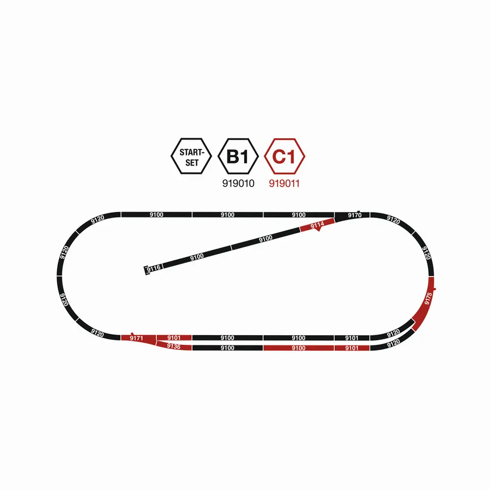 Coffret d'extension Start-Set C1 code 80 - Fleischmann 919011 - N 1/160 - 2R
