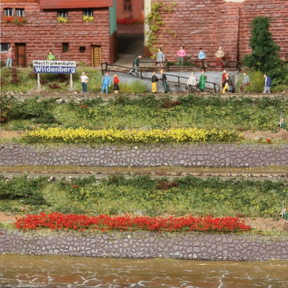 10 Bandes d'herbes - Rouge / Jaune - HEKI 1814 - Échelle HO / TT / N - 100 mm