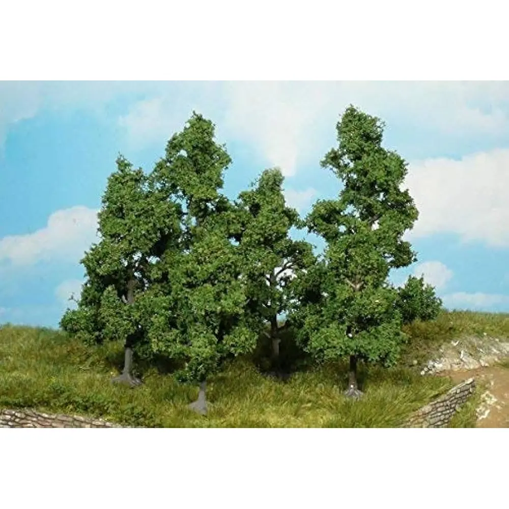 4 Arbres fruitiers - Vert foncé - HEKI 1931 - Échelle HO / TT / N - 90 à 110 mm