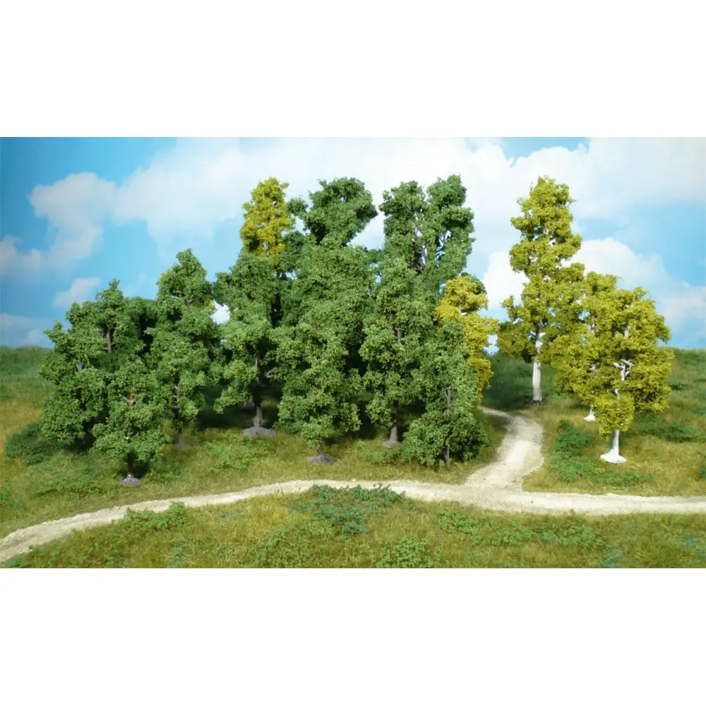 20 Arbres à feuilles - Vert moyen / clair - HEKI 1955 - Échelle HO / TT / N - 50 à 110 mm