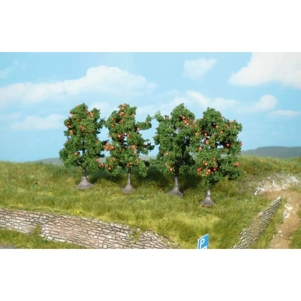 5 Pommiers - Vert foncé - HEKI 1961 - Échelle HO / TT / N - 70 mm