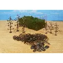 15 Arbres + gros flocage - Vert - HEKI 1972 - Échelle HO / TT / N / Z - 60 à 120 mm