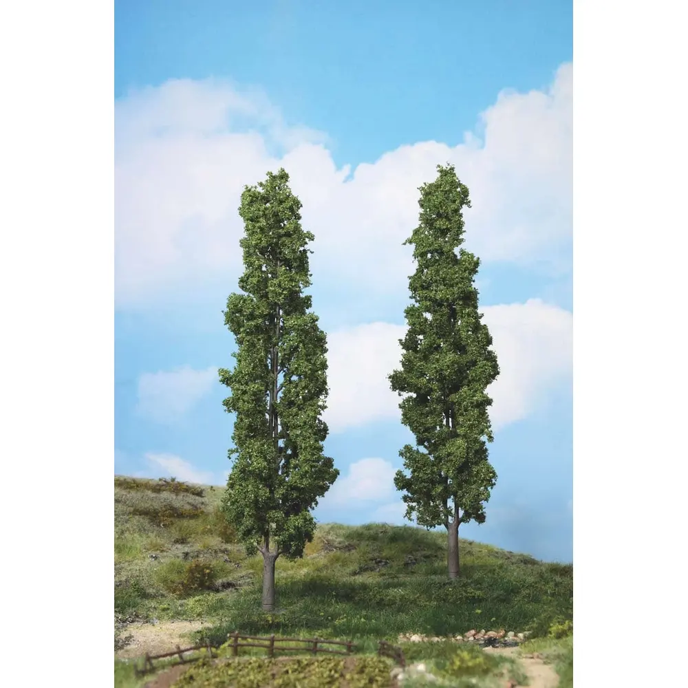 2 Peupliers - Vert moyen - HEKI 1983 - Échelle HO - 270 mm