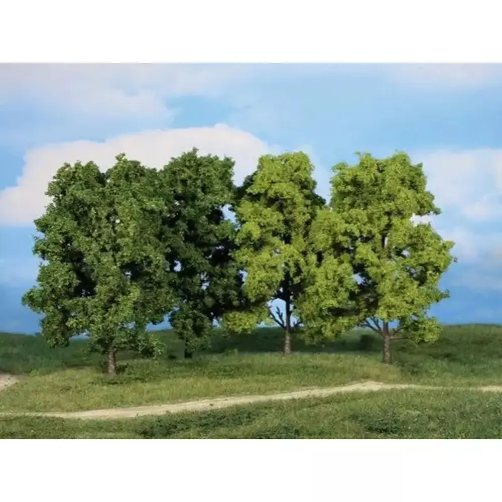 5 Arbres à feuilles - Vert moyen / clair - HEKI 1990 - Échelle HO / TT - 180 mm