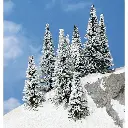 8 Sapins enneigés - Blanc - HEKI 2161 - Échelle HO / TT / N - 70 à 120 mm