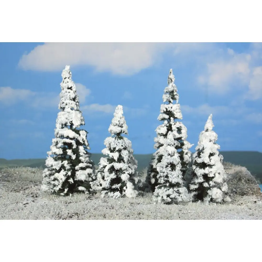 5 sapins enneigés 7-12 cm - HEKI 2162 - HO TT