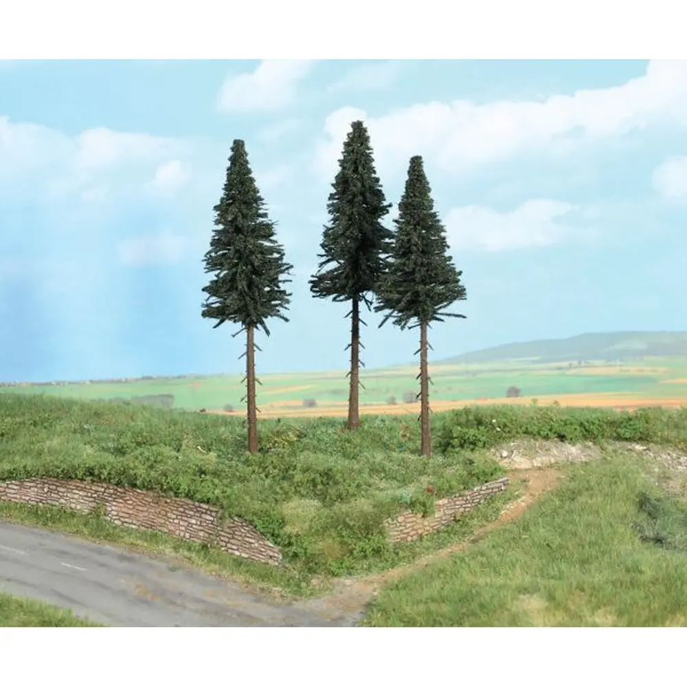 3 sapins à tronc haut 17 cm - Heki 2119 - HO 1/87 / TT 1/120