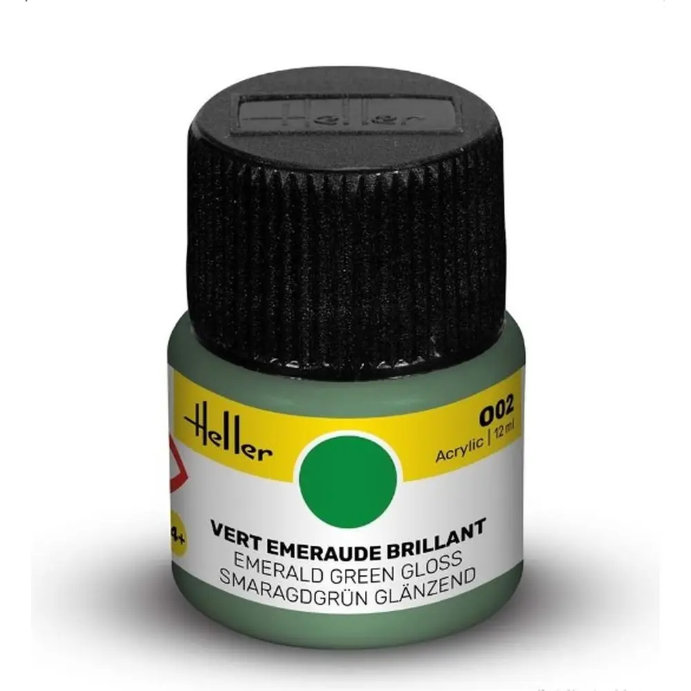 Peinture Acrylique 002 - Vert Emeraude Brillant - Heller 9002 - 12ML