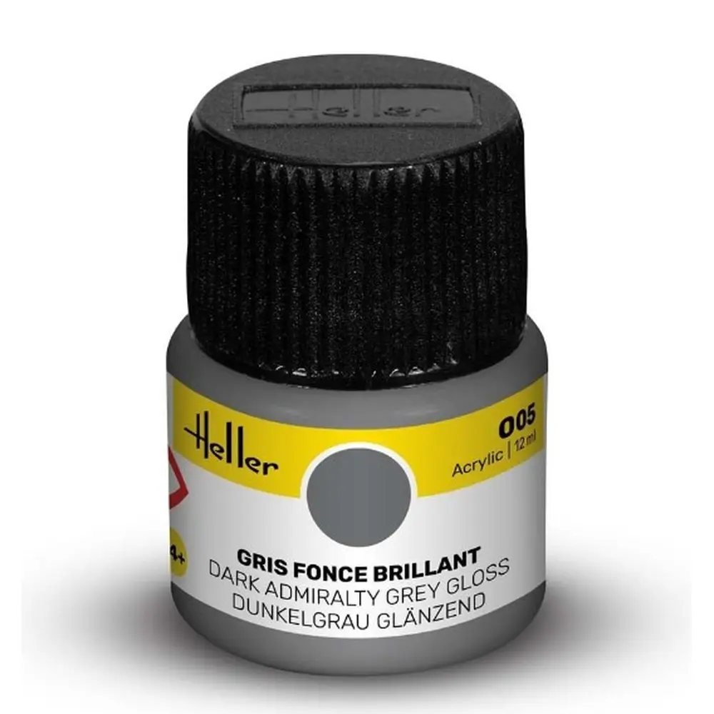 Peinture Acrylique 005 - Gris Foncé Brillant - Heller 9005 - 12ML