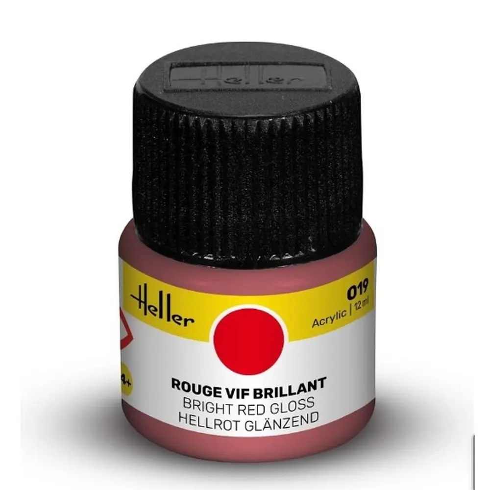 Peinture Acrylique 019 - Rouge Vif Brillant - Heller 9019 - 12ML