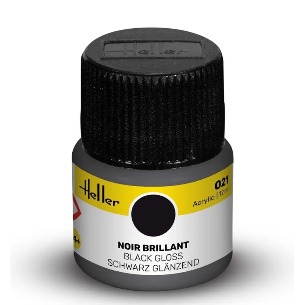 Peinture acrylique en pot - Heller 9021 - Noir Brillant - 12 ml