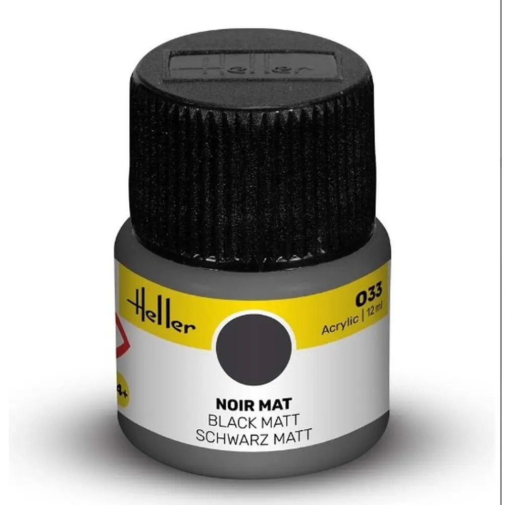 Peinture Acrylique 033 - Noir Mat - Heller 9033 - 12ML