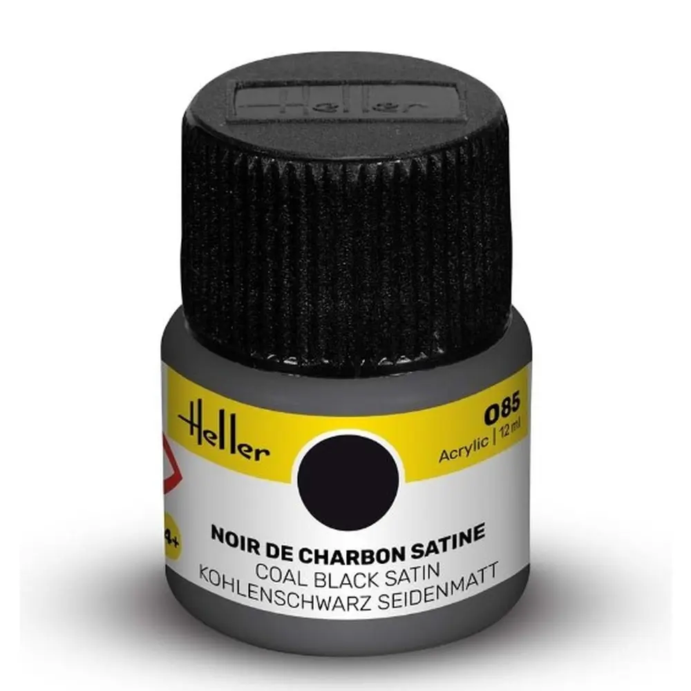Peinture Acrylique 085 - Noir Charbon Satiné - Heller 9085 - 12ML