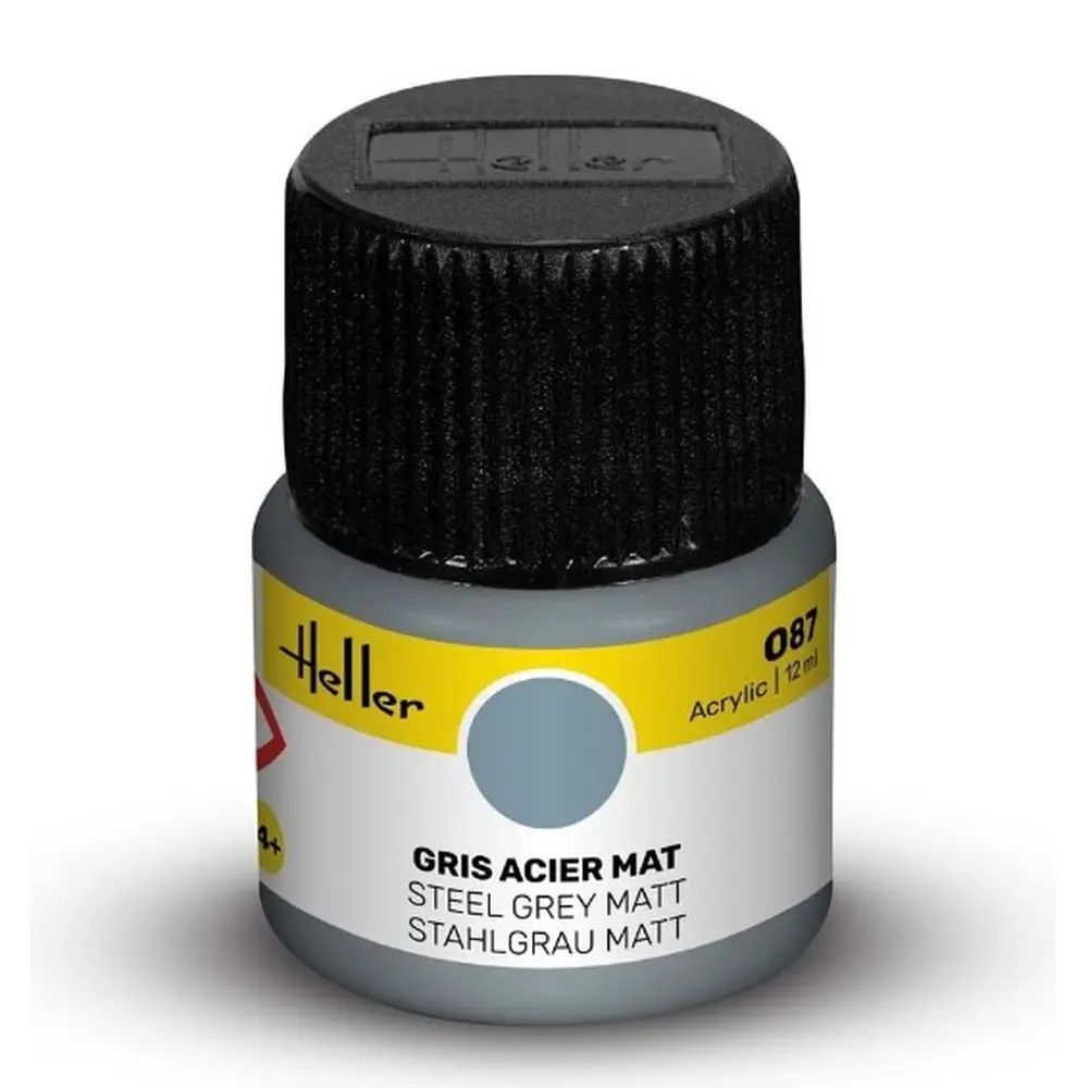 Peinture Acrylique 087 - Gris Acier Mat - Heller 9087 - 12ML