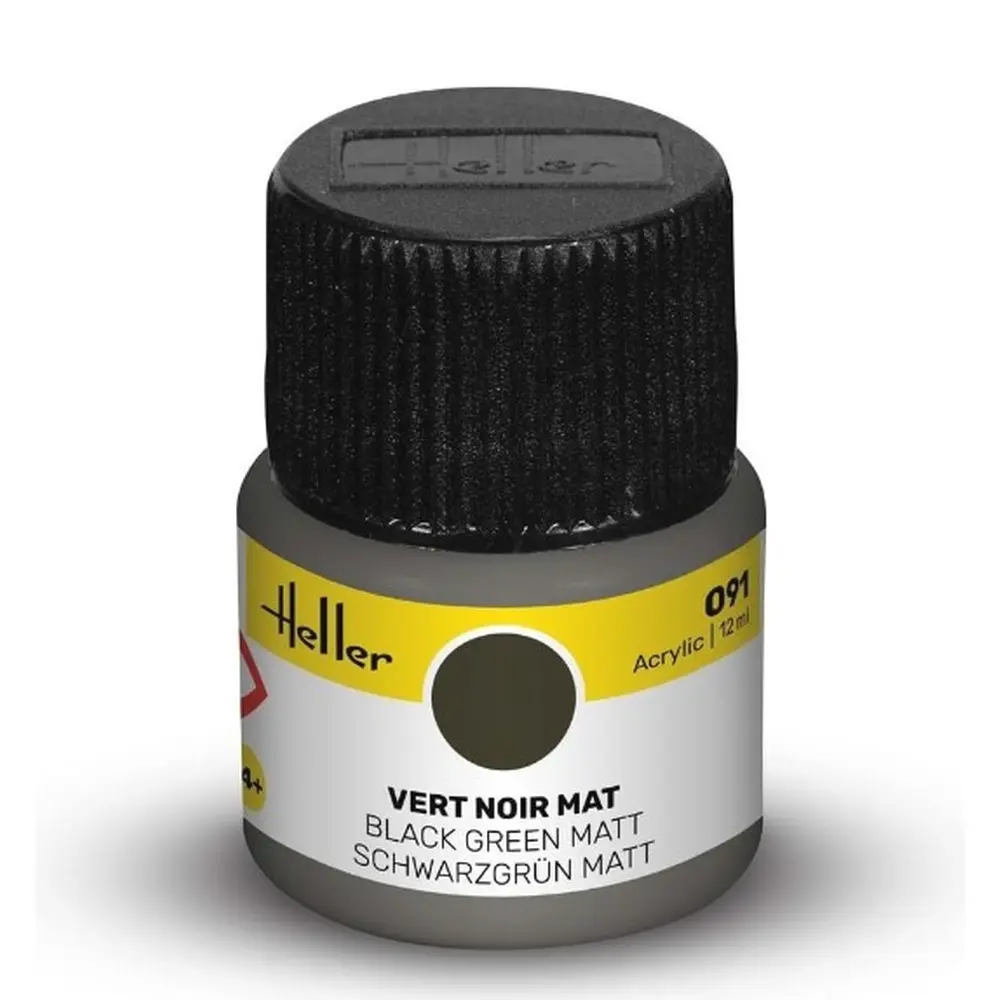 Peinture Acrylique 091 - Vert Noir Mat - Heller 9091 - 12ML
