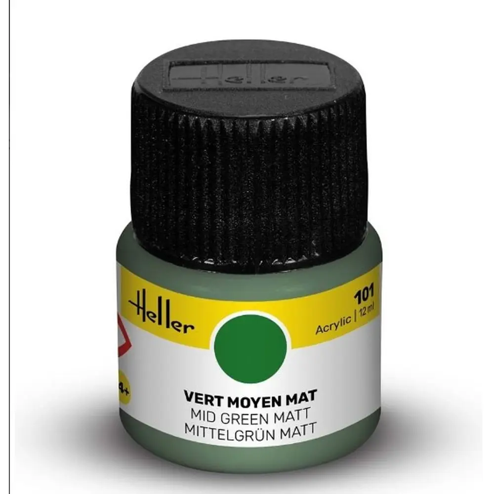 Peinture Acrylique 101 - Vert Moyen Mat - Heller 9101 - 12ML