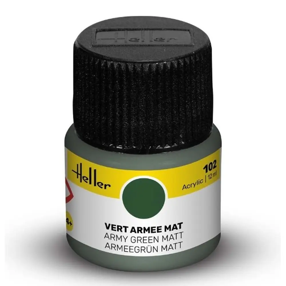 Peinture Acrylique 102 - Vert Armée Mat - Heller 9102 - 12ML