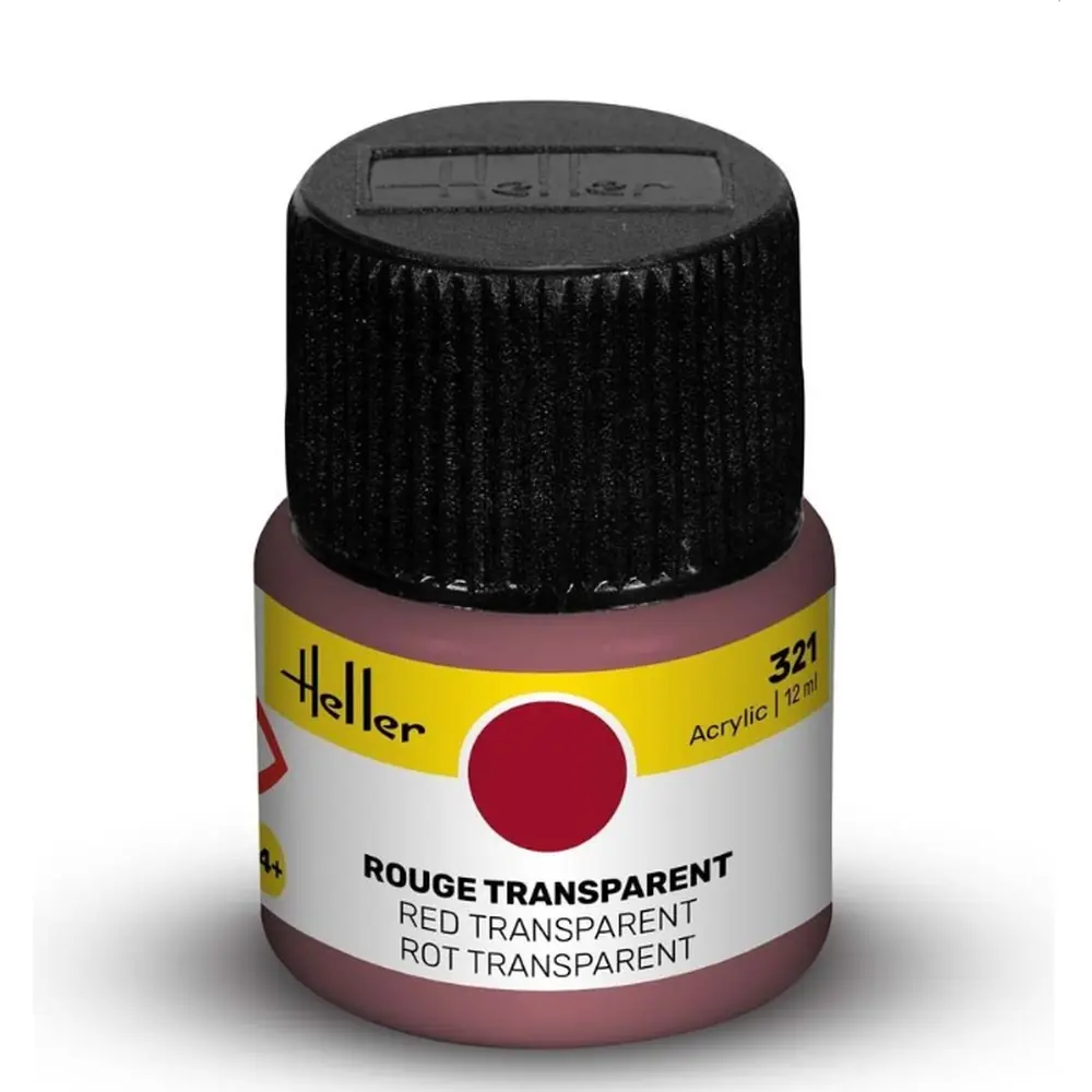 Peinture acrylique en pot - Heller 9321 - Rouge Transparent - 12ml