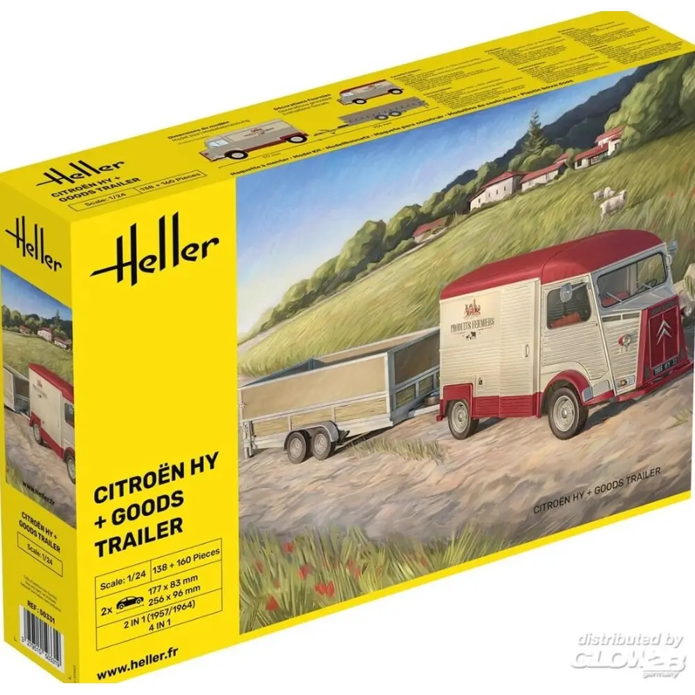 Citroen HY + Goods Trailer - HELLER 50331 - 1/24