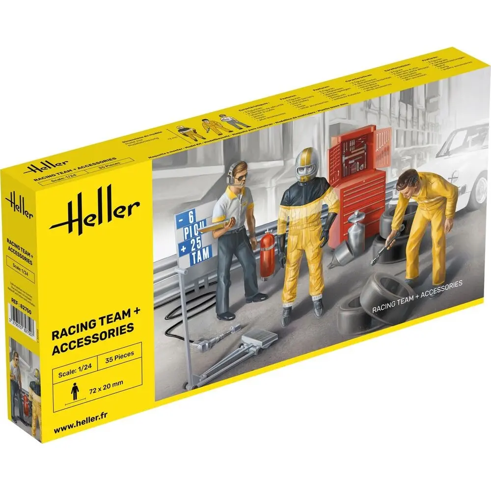 Equipe de Course + Accessoires - 185x375x45mm - Heller 82750 - 1/24