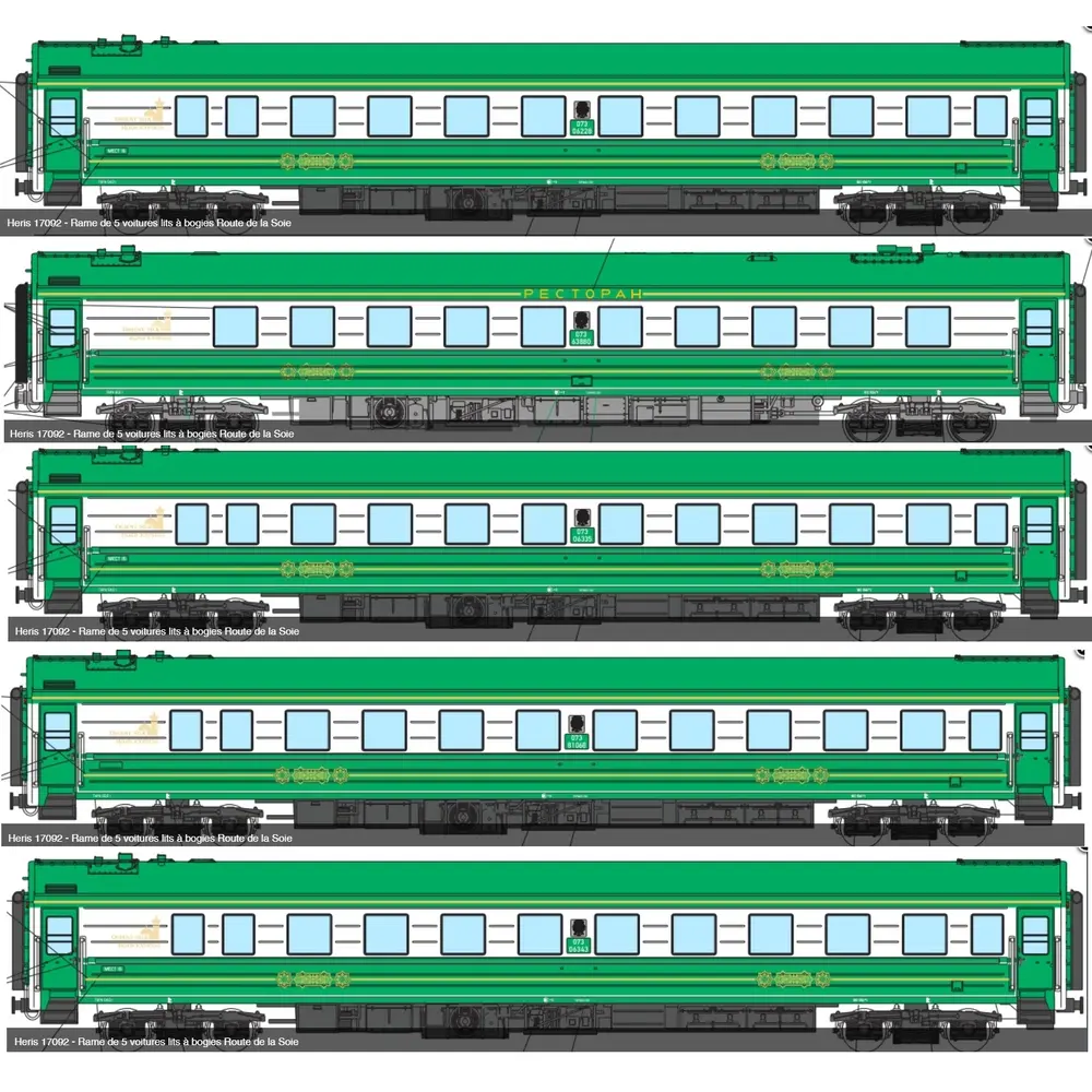 Rame de 5 voitures "Route de la Soie" Heris 17092 - HO : 1/87 - Private - EP IV