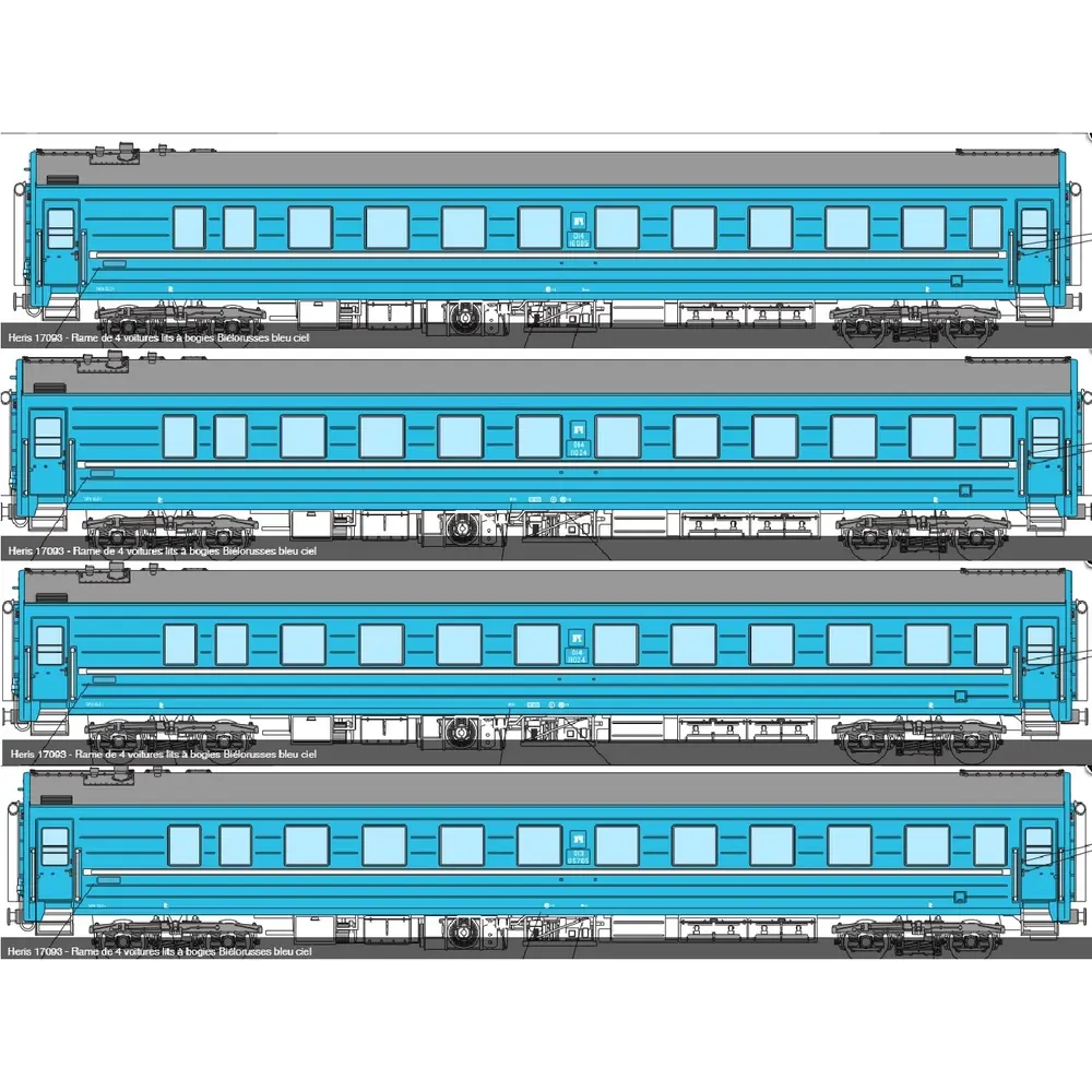 Rame de 4 voitures Biélorusse - Heris 17093 - HO : 1/87 - Privat - EP V - 2R