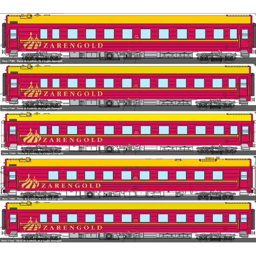 Rame de 5 voitures "Zarengold" - Heris 17094 - HO : 1/87 - Privat - EP V