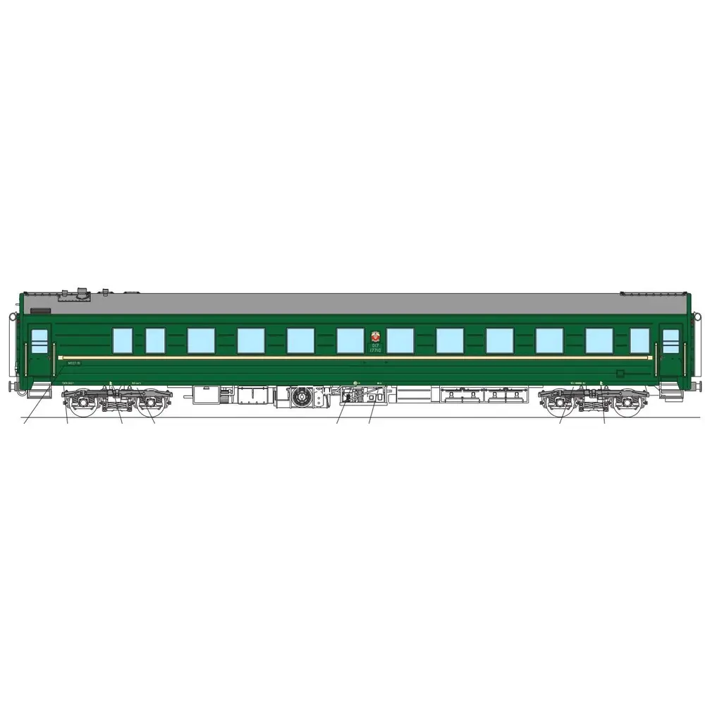 Voiture voyageurs à bogie vert Heris 17096 - HO : 1/87 - RZD - EP IV