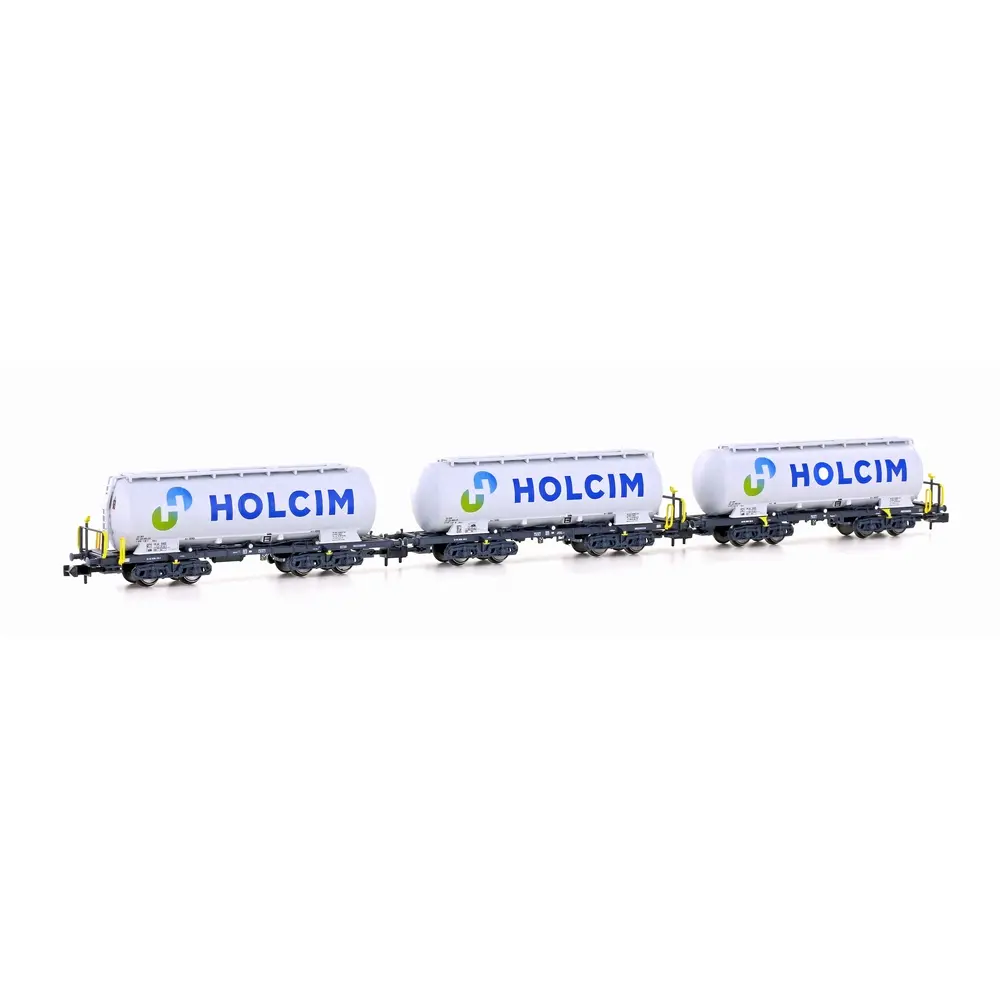 Coffret de 3 wagons silos à ciment - Hobbytrain H23492 - CFF - VI - N 1/160