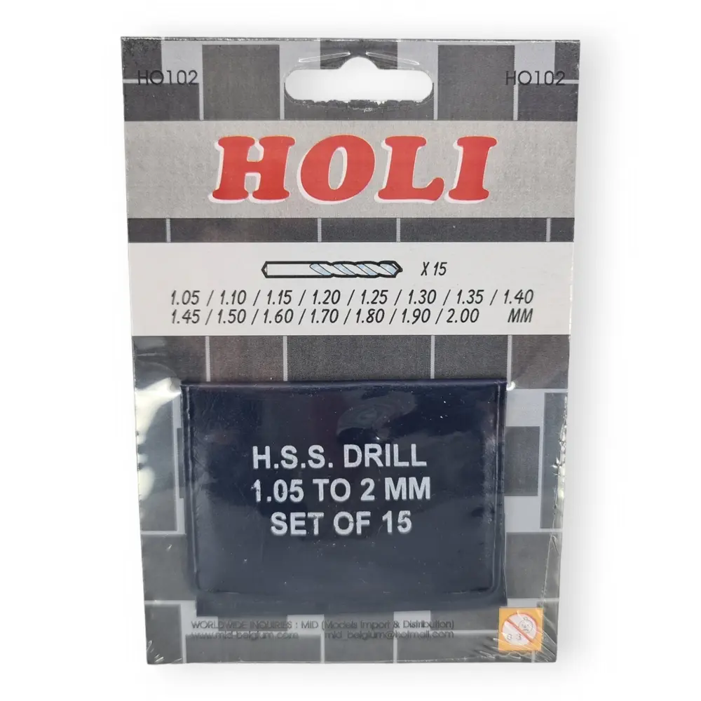 Pochette souple Holi contenant 15 forets de précision de 1,05 à 2 mm - HOLI 102